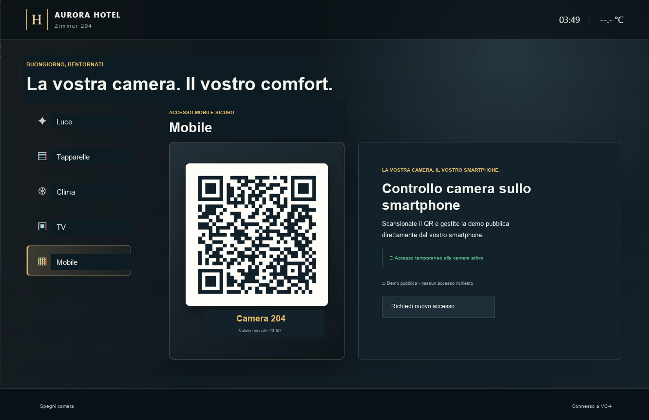 VisuLine Hotel-XPanel mit mobiler Zimmersteuerung