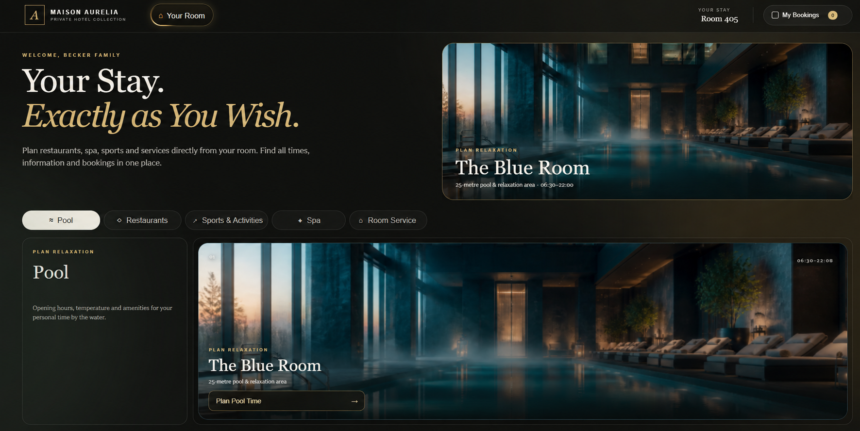 Hotel 21 digital hotel service and booking interface