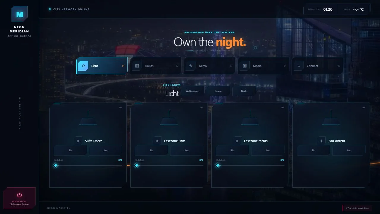 Neon Meridian: Crestron CH5 Hotel