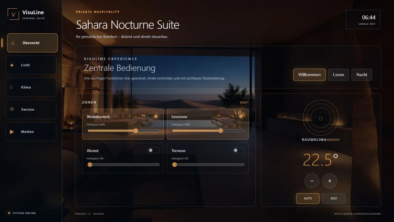 Sahara Nocturne Suite: Crestron CH5 Hotel