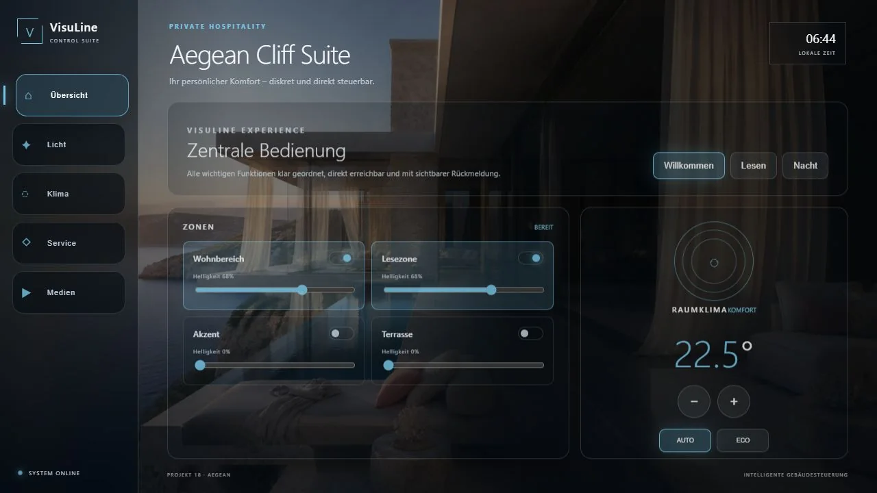 Aegean Cliff Suite: Crestron CH5 Hotel