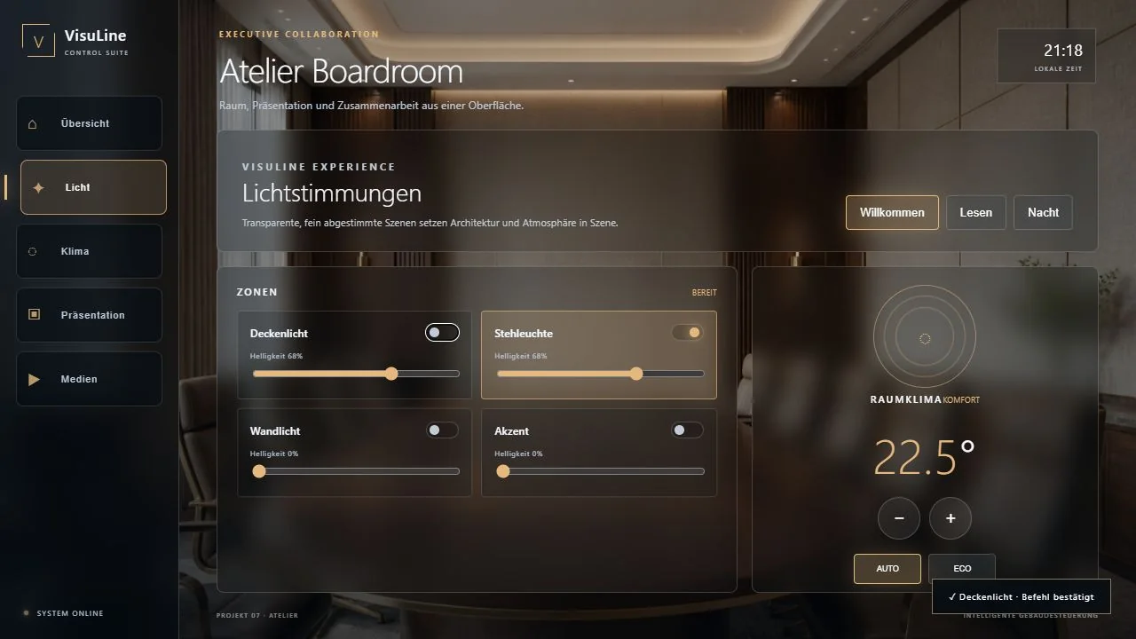 Atelier Boardroom: Crestron CH5 Konferenzraum