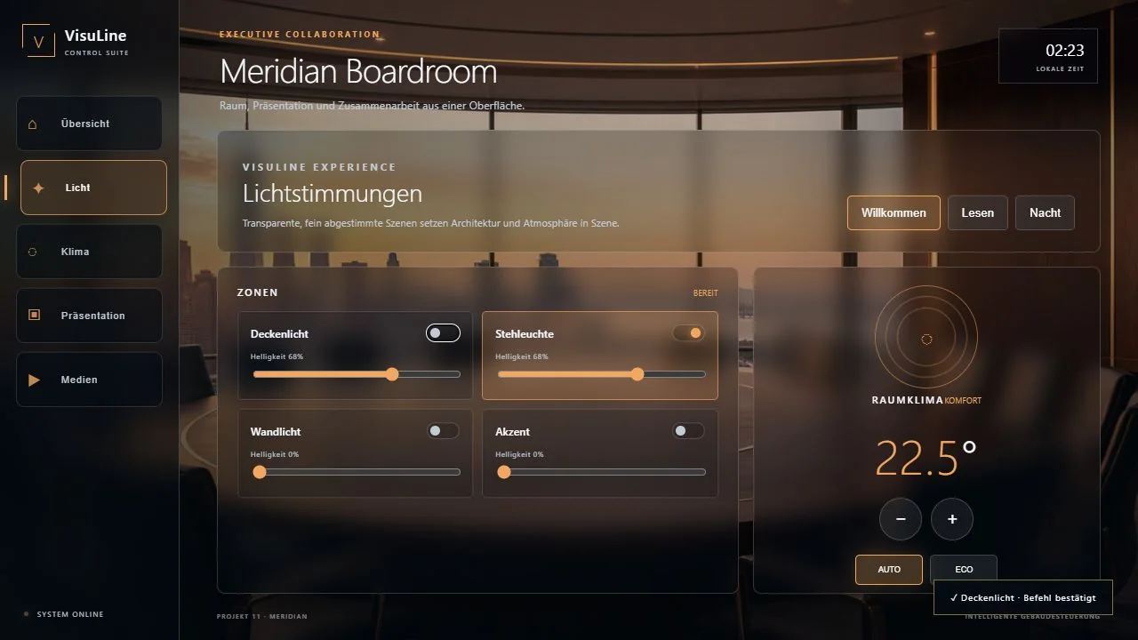 Meridian Boardroom: Crestron CH5 Konferenzraum