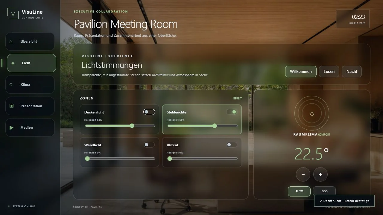 Pavilion Meeting Room: Crestron CH5 Konferenzraum