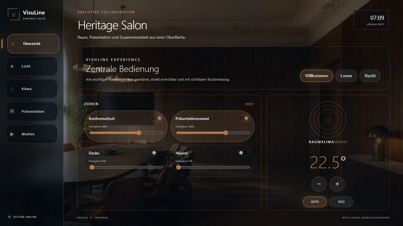Heritage Salon: Crestron CH5 Konferenzraum