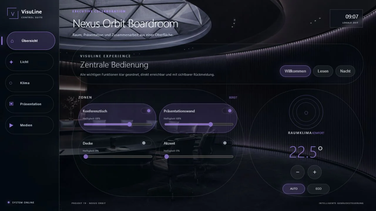 Nexus Orbit Boardroom: Crestron CH5 Konferenzraum