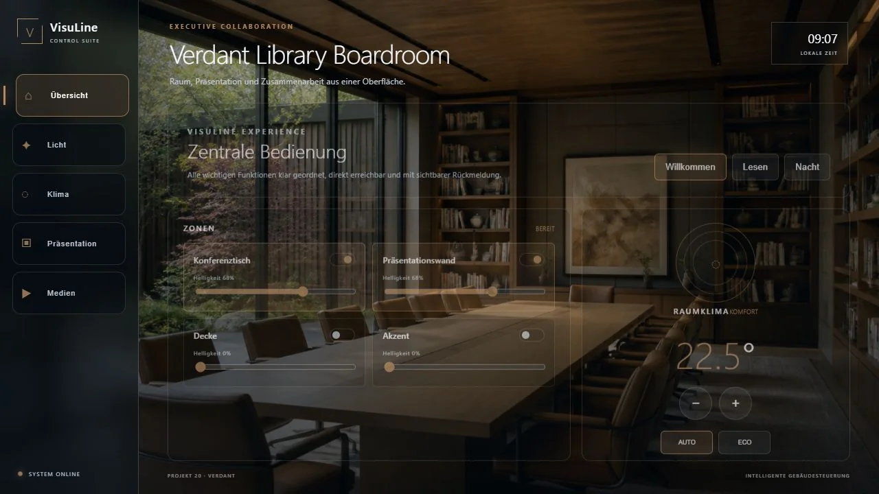 Verdant Library Boardroom: Crestron CH5 Konferenzraum