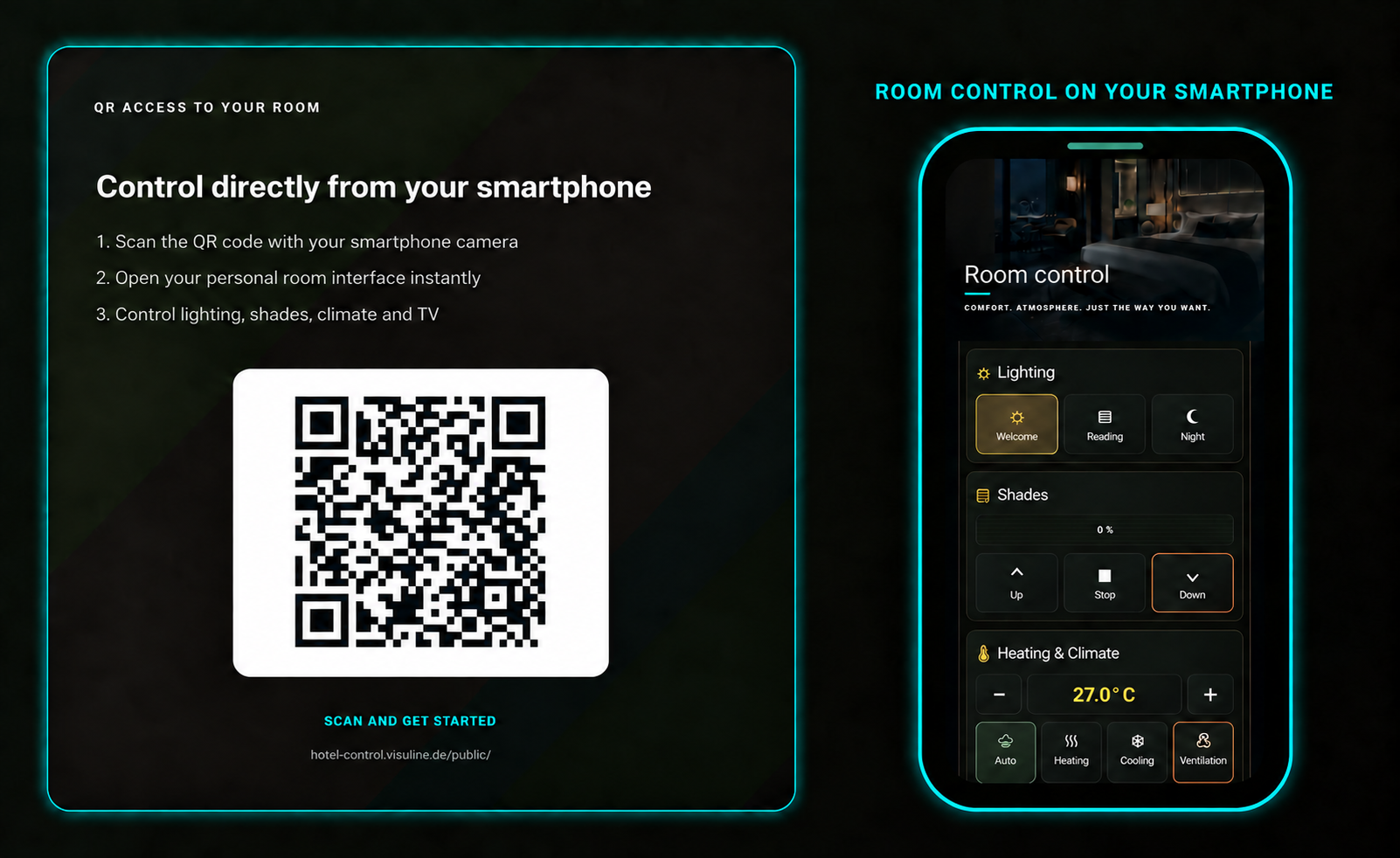 Hotel 01: QR access to the room and smartphone room control